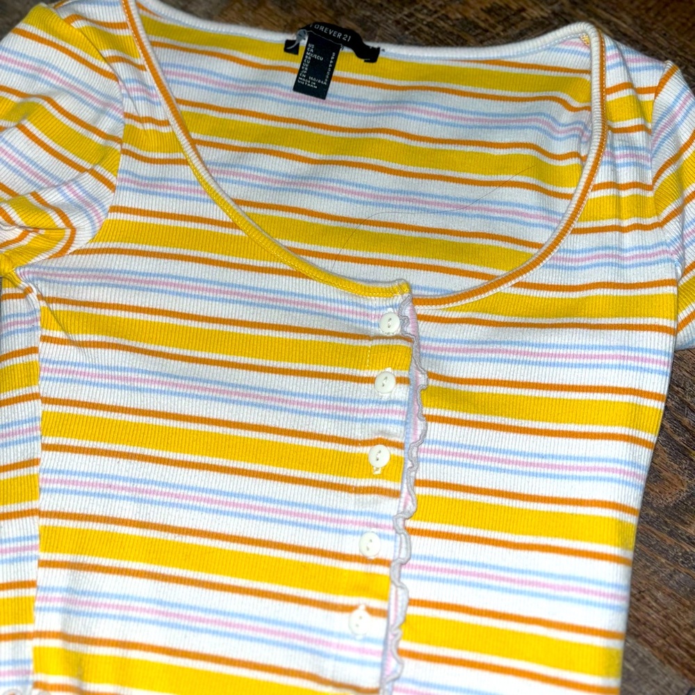 Forever 21 striped yellow shirt